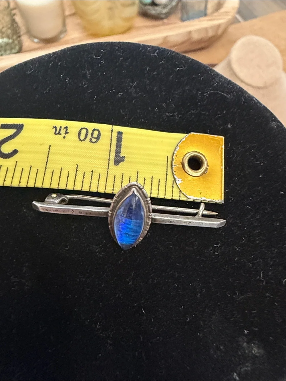 Beautiful  Antique Sterling Blue morpho butterfly wing pin